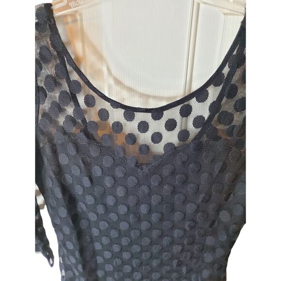 Guess Sheer Black Polka Dot Blouse, Large - Picture 2 of 6